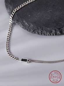 1入組漂亮&迷人方晶鋯石女性派對週年禮物S925純銀項鍊 - 銀色 - 查看 5