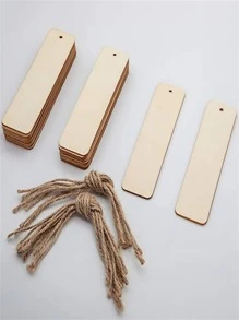 Diy Wooden Bookmarks,create 5pcs Wooden Bookmarks With Holes And Ropes For Gifts And Personal Use - Beige - View 4
