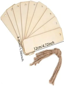 Diy Wooden Bookmarks,create 5pcs Wooden Bookmarks With Holes And Ropes For Gifts And Personal Use - Beige - View 5
