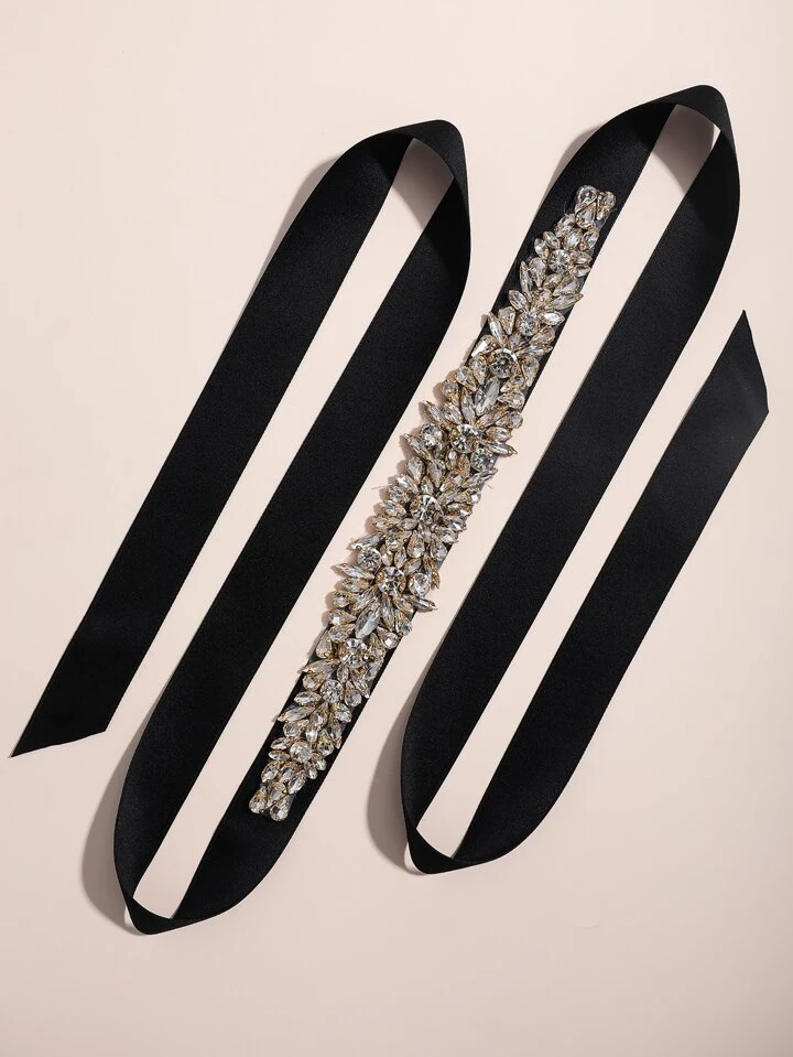 Black Satin Ribbon Belt
