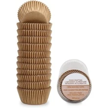 300 chiếc giấy lót bánh cupcake nhỏ tự nhiên, cốc giấy chống dầu với tab bóc dễ dàng để nướng - màu thật - Xem 1