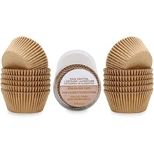 300 chiếc giấy lót bánh cupcake nhỏ tự nhiên, cốc giấy chống dầu với tab bóc dễ dàng để nướng - màu thật - Xem 4