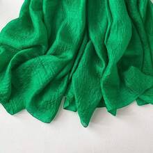 1條純色亞麻圍巾,薄紗旅行防曬裝飾包裹披巾頭巾 - 綠色 - 查看 3