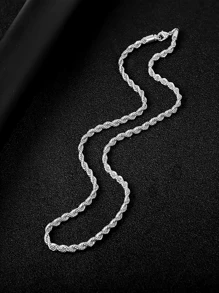 1pc Stainless Steel Twisted Rope Chain Necklace Suitable For Men And Women Daily Wear