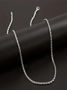 1pc Stainless Steel Twisted Rope Chain Necklace Suitable For Men And Women Daily Wear