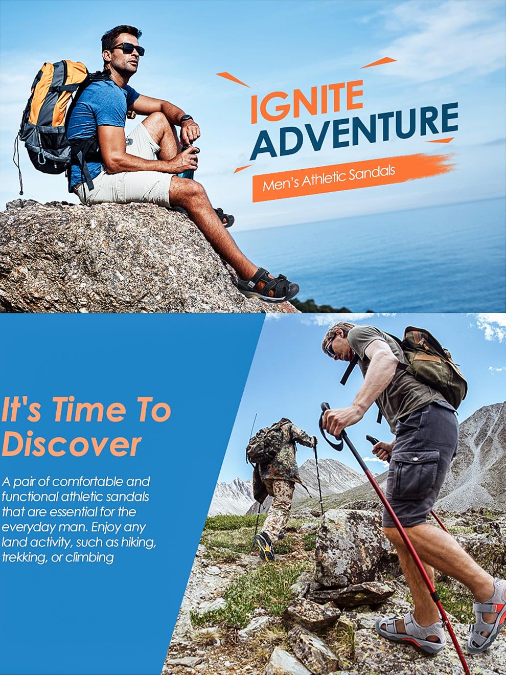 Men’s Sport Outdoor Hiking Sandals Closed Toe Athletic Adventure Beach