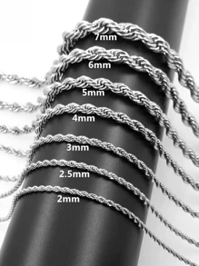 1pc Stainless Steel Twisted Rope Chain Necklace Suitable For Men And Women Daily Wear