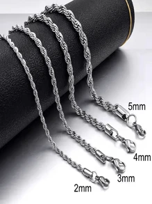 1pc Stainless Steel Twisted Rope Chain Necklace Suitable For Men And Women Daily Wear