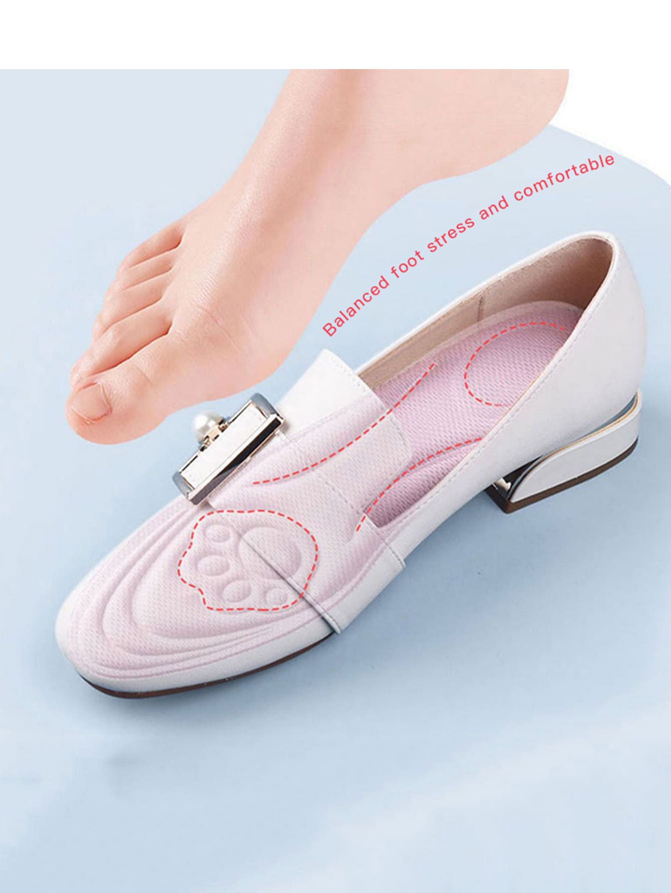 1雙透氣織物鞋墊吸汗軟底緩衝適用於運動鞋 - 粉色 - 查看 1