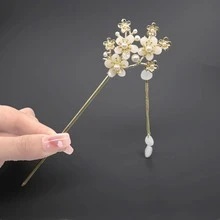 1根花朵髮簪 - 白色 - 查看 1