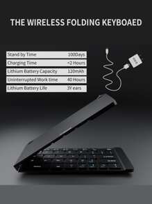 1入摺疊式黑色鍵盤，適用於蘋果手機、iPad、華為手機、華為平板電腦 - 黑色 - 查看 1