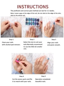 Uñas Postizas Con Decoración De Color Verde Jade Y Diamantes De Imitación, Puntas De Uñas Artificiales Prefabricadas Para Manicura - Multicolor - Ver 5