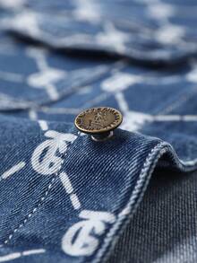 TIGER MINI Cô gái Tween Đúng mốt Hoa Áo khoác denim , Thích hợp Đối với Mặc hàng ngày , Không giới tính Quần áo , Cũng Thích hợp Đối với Con trai - Rửa trung bình - Xem 8