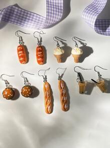 5 Paar/Set Hamburger-, Brot-, Eis- und Milchtee-Design-Ohrringe