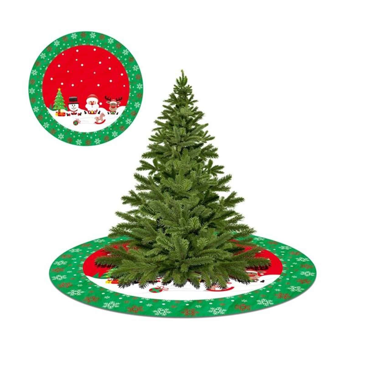 Cubierta De Base De Árbol De Navidad Rojo De 90cm Nueva, Soporte De Árbol De Navidad De Tela Con Adorno Para Fiesta De Casa Decoración De Vacaciones De Año Nuevo - Verde - Ver 1