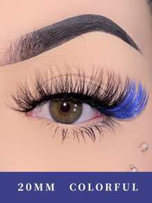 Pestañas Azules, 1 Par De Pestañas Postizas, Falsas De Color Flamencas, Esponjosas Y De Piel Sintética De 20mm - Azul - Ver 1
