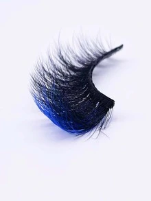 Pestañas Azules, 1 Par De Pestañas Postizas, Falsas De Color Flamencas, Esponjosas Y De Piel Sintética De 20mm - Azul - Ver 4