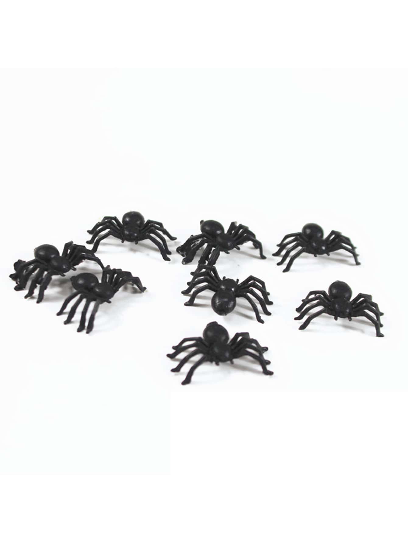 50pcs/set Small Black Plastic Spider, Black Luminous Glow In The Dark