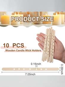 10 件木制烛芯架单孔多孔 DIY 蜡烛制作工具蜡芯固定棒万圣节、恐怖、秋季、节日、假日圣诞节、冬季、假日、节日、房间装饰、礼物 - 彩色 - 查看 3