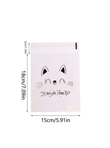 50pcs Random Cartoon Pattern Self-Adhesive Clear Bread/Toast Bag School Supplies Food Bag Food Box Suitable For Candy Chocolate Cookies Etc. - Clear - View 4