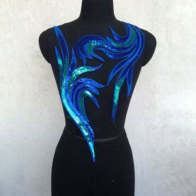 جزء ثوب كبير مزين بالخرز ذو زهور مطرزة زوج واحد، إكسسوارات ملابس الزفاف الأزياء