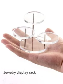 1set Diy Acrylic Ring Display Shelf, Triple Layer Rotatable Circular Jewelry Showcase For Rings & Accessories - Clear - View 9