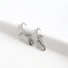 OMID 1對純925銀葉子耳釘,簡單優雅的設計適合女性日常佩戴 - 耳釘 - 查看 5