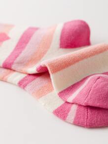 5 Pairs Girls' Pink Heart Princess Style Mid-Calf Socks, Suitable For Ages 1-2, 2-3, 3-8, 8-12 Years Old, Spring/Autumn - Multicolor - View 3