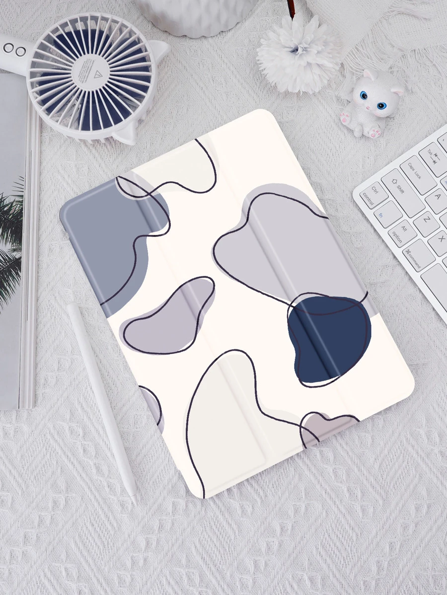 Simple Color Block Case Compatible With IPad With Pen Holder,Supports Automatic Sleep/Wake Lid