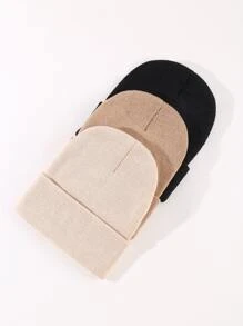 3pcs NỮ Mùa Đông Dệt kim Mũ Beanies Mũ - Nhiều màu - Xem 2