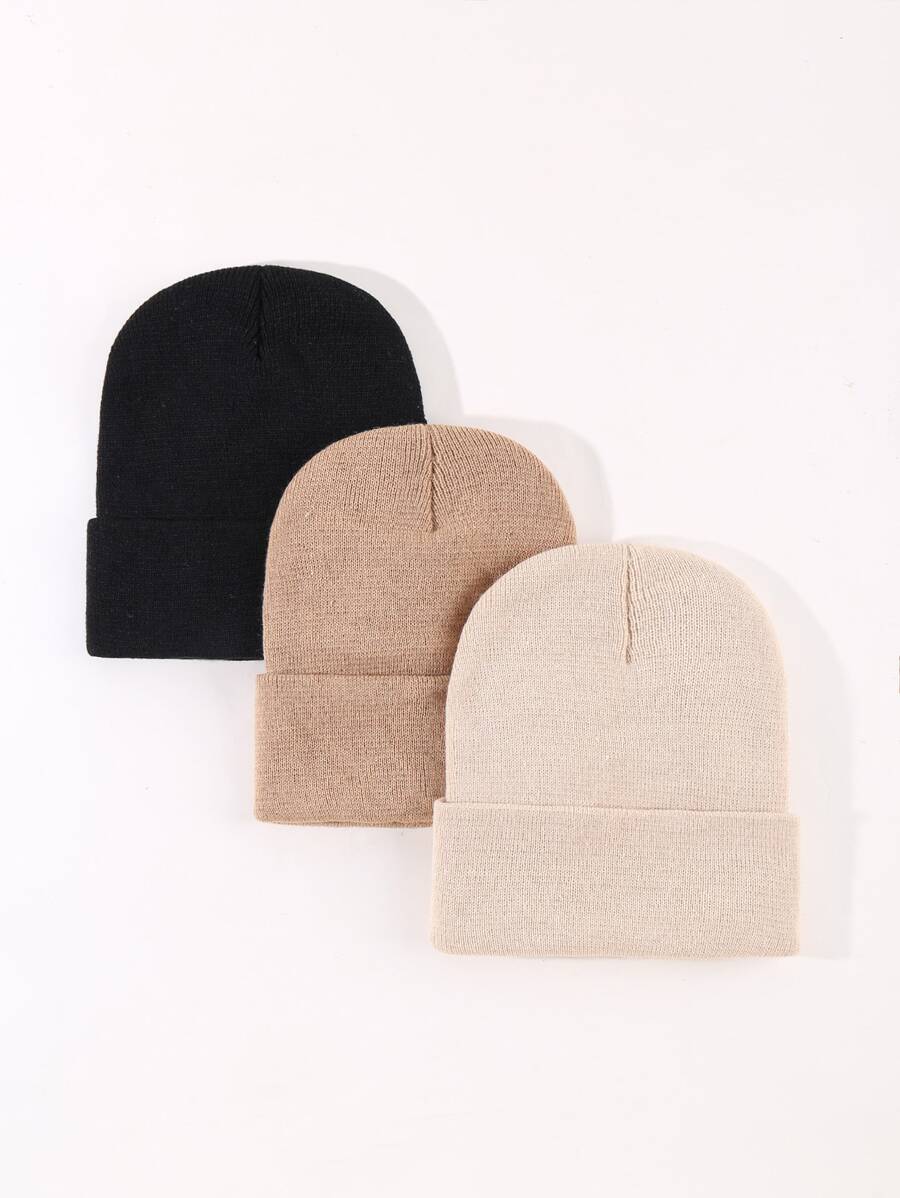 3pcs NỮ Mùa Đông Dệt kim Mũ Beanies Mũ - Nhiều màu - Xem 1
