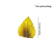 2 件生日烘焙金色闪光枫叶扇形蛋糕装饰，圣诞节 - 金色 - 查看 2
