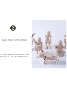 1入創意diy可塗畫的木質機器人模型 - 白色 - 查看 5