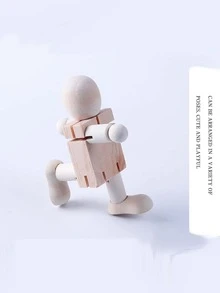 1入創意diy可塗畫的木質機器人模型 - 白色 - 查看 7