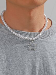 1 Máy Tính Màu Bạc Nam Gốm Thủy Tinh Màu Trắng Ngọc Trai Đính Hạt Túi Đeo Chéo, Ngày Lễ Quà Tặng, Thích Hợp Để Đeo Hàng Ngày - trắng - Xem 3