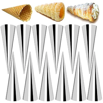 12pcs/16pcs/20pcs/30pcs Stainless Steel Baking Mold Set, Danish Croissant, Spiral Cone Tube Pastry Maker Tools