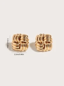 1pair Fashionable & Punk Style Twisted Square & Cross Button Daily & Office Wear Stud Earrings