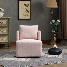 HOMEFUN Swivel Barrel Chair, Comfy Round Accent Sofa Chair For Living Room, 360 Degree Swivel Barrel Club Chair, Leisure Arm Chair For Nursery, Hotel, Bedroom, Office, Lounge - 粉色 - 查看 1