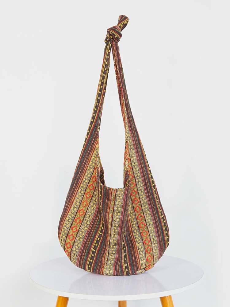 Yogodlns Striped Crossbody Bag,Boho Style Shoulder Bag,Large Capacity Canvas Travel Bag, Vintage, Retro, Bohemian Style Boho Bag For Women, Matching With Ibiza Fits Perfectly , Bohemian Outfit For Women, Boho