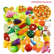 廚房食物玩具,水果蔬菜比薩切片玩具,可重複使用的擬裝兒童玩具,適合幼童男女節日送禮 - 彩色 - 查看 1