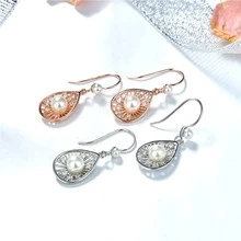 1對時尚手工製作925純銀珍珠耳環,適合女性在節日和派對上佩戴作為禮物