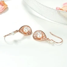 1對時尚手工製作925純銀珍珠耳環,適合女性在節日和派對上佩戴作為禮物