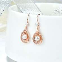 1對時尚手工製作925純銀珍珠耳環,適合女性在節日和派對上佩戴作為禮物