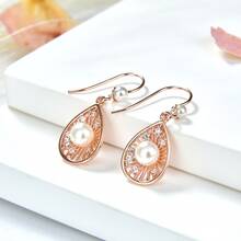 1對時尚手工製作925純銀珍珠耳環,適合女性在節日和派對上佩戴作為禮物