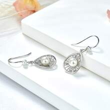 1對時尚手工製作925純銀珍珠耳環,適合女性在節日和派對上佩戴作為禮物