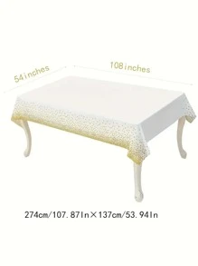 1 pieza Mantel blanco con puntos dorados, mantel de plástico desechable, cubierta de mesa de plástico, mantel blanco, cubierta de mantel de plástico, mantel dorado para decoración de fiesta, Navidad - Blanco - Ver 6