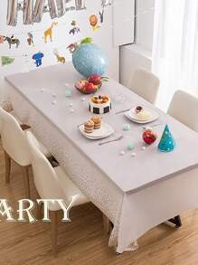 1 pieza Mantel blanco con puntos dorados, mantel de plástico desechable, cubierta de mesa de plástico, mantel blanco, cubierta de mantel de plástico, mantel dorado para decoración de fiesta, Navidad - Blanco - Ver 4