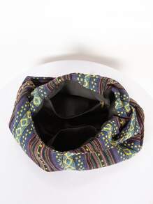 Yogodlns 條紋斜挎包，波西米亞風格肩背包，大容量帆布旅行袋，復古怀舊波西米亞風格女士斜背包，很適合慍配伊比薩風格 - 藏蓝色 - 查看 4