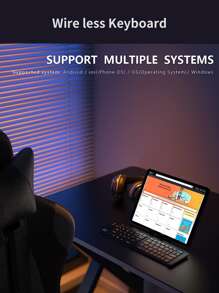 1入摺疊式黑色鍵盤，適用於蘋果手機、iPad、華為手機、華為平板電腦 - 黑色 - 查看 3