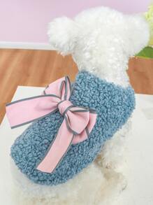 1 quần áo cho thú cưng chó mèo quần áo mùa đông ấm áp thắt nơ có lót nhiệt - màu xanh - Màu xanh lam - Xem 2